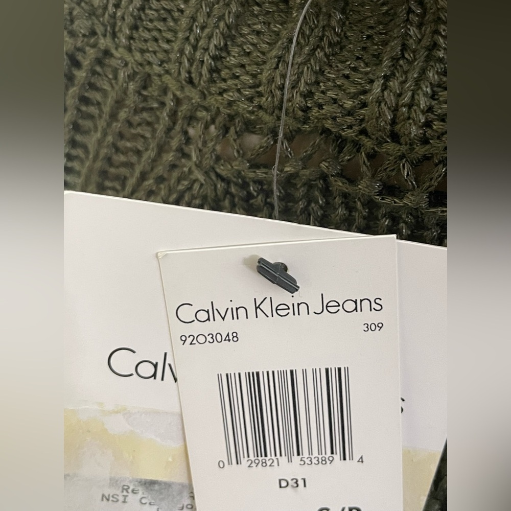 Sz S women Calvin Klein Jeans Olive Green knit Sweater - Picture 8 of 13